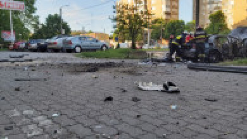 Urmele exploziei mașinii omului de afaceri din Arad. Foto: ISU Arad | Poza 6 din 8
