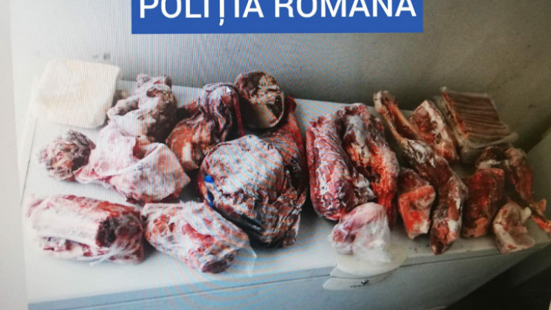 Cele 40 de kilograme de carne ar proveni din vânat. Foto: Poliția Română