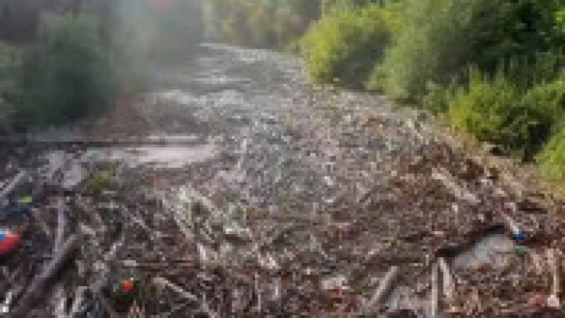 O viitură de numai un minut a umplut un râu din Apuseni cu tone de gunoaie. FOTO: Captura Facebook Dorel Lazăr | Poza 3 din 6