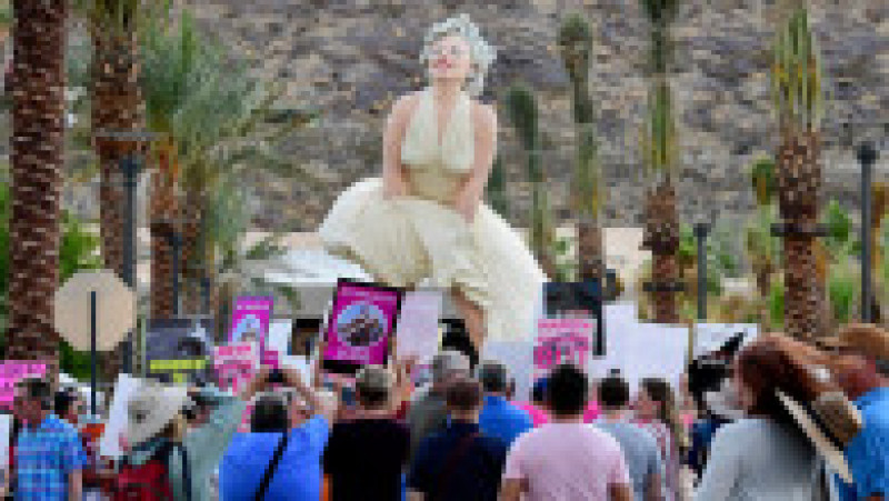 Protest față de amplasara statuii actriței Marilyn Monroe lângă Muzeul de Artă din Palm Springs. Foto: Profimedia Images | Poza 8 din 9