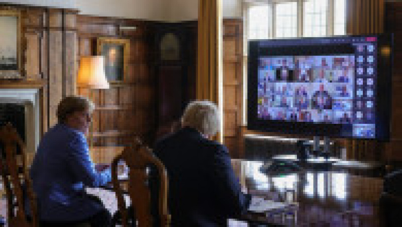 Angela Merkel a participat alături de Boris Johnson la o ședință online cu membri ai cabinetului britanic Foto: Profimedia | Poza 17 din 22