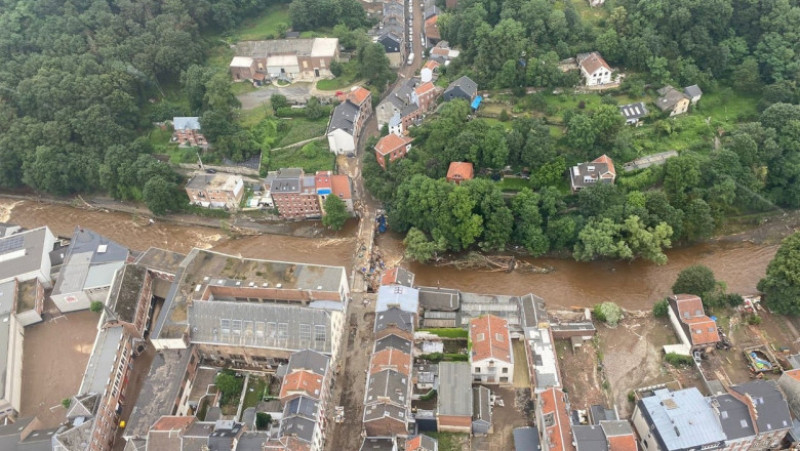 Localitate afectată de inundațiile devastatoare din Belgia. Foto: Profimedia Images