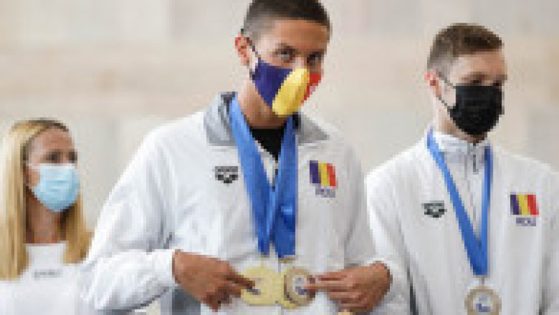 David Popovici a cucerit la Campionatele Europene de înot pentru juniori trei medalii de aur şi una de argint. Foto: Inquam Photos / George Călin | Poza 3 din 5