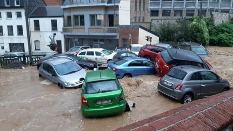 Inundații în Belgia. Foto: Facebook/Extreme Weather World