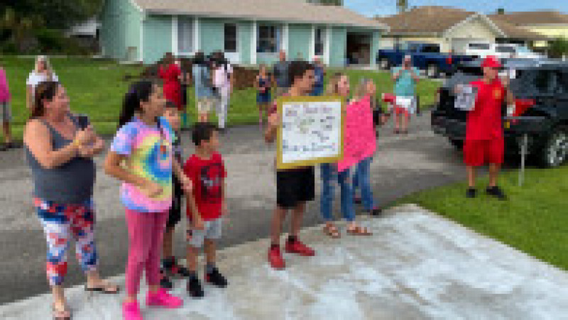 Protest în fața casei lui Brian Laundrie din North Port, Florida. Sursa foto: Profimedia Images | Poza 19 din 26