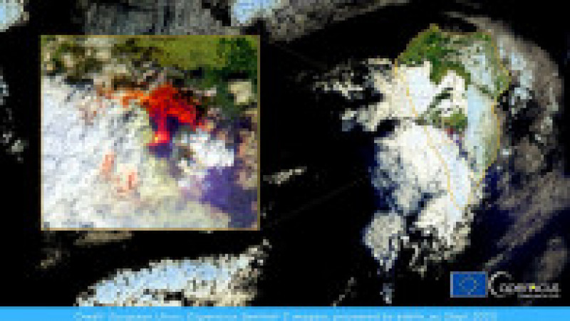 Satelitul Sentinel 2 a surprins erupția vulcanului din La Palma.Foto: CopernicusEMS/ Twitter | Poza 4 din 7