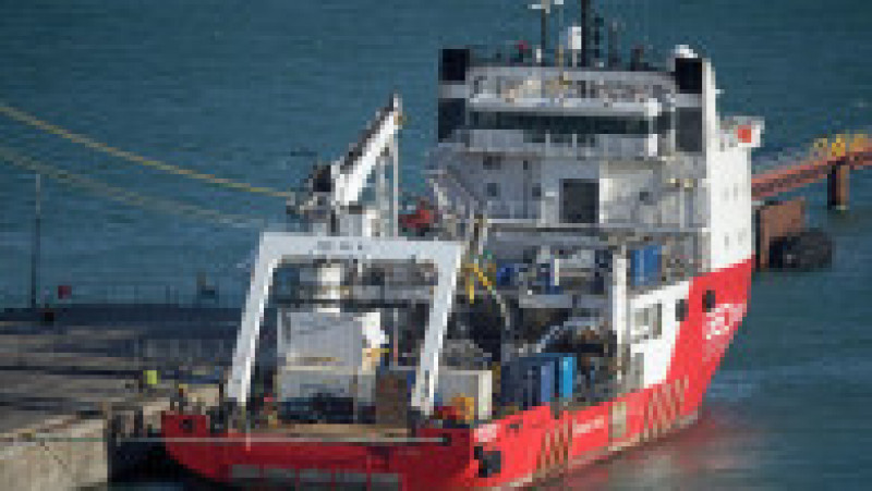 Nava de căutare Geo Ocean III ancorată în Portland, Dorset, cea care a adus la țărm trupul lui Emiliano Sala din epava avioanului. Sursa foto: Profimedia Images | Poza 12 din 18