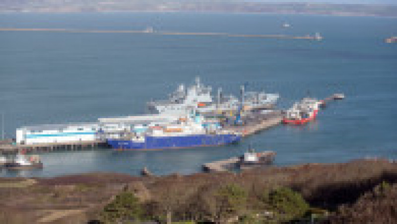 Nava de căutare Geo Ocean III ancorată în Portland, Dorset, cea care a adus la țărm trupul lui Emiliano Sala din epava avioanului. Sursa foto: Profimedia Images | Poza 11 din 16