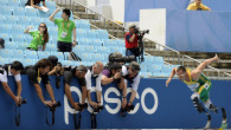 Oscar Pistorius la Campionatele Mondiale de Atletism din 2011. Sursa foto: Profimedia Images | Poza 8 din 15