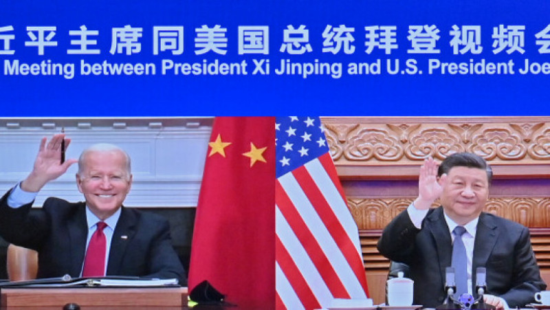 Imagine de la o teleconferință Joe Biden - Xi Jinping, noiembrie 2021. Foto: Profimedia Images