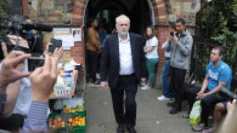 LONDON, ENGLAND - JUNE 15: Labour leader Jeremy Corbyn visits a volunteer centre at St Clement