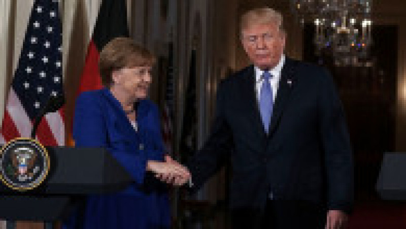 President Trump And German Chancellor Angela Merkel Hold Joint News Conference In East Room Of White House | Poza 7 din 23