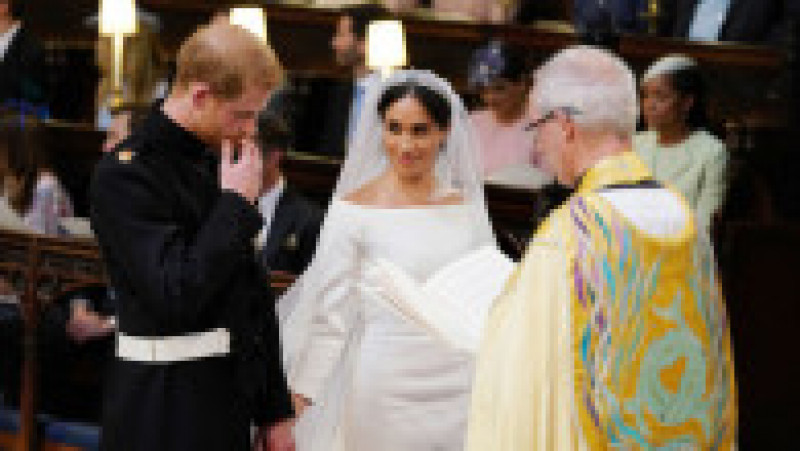 WINDSOR, UNITED KINGDOM - MAY 19: Prince Harry and Meghan Markle during their wedding service, conducted by the Archbishop of Canterbury Justin Welby in St George