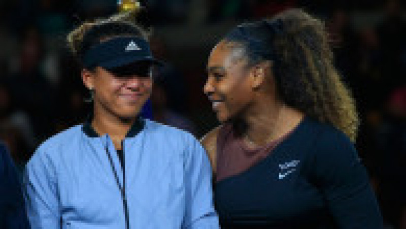 NEW YORK, NY - SEPTEMBER 08: Serena Williams (R) of the United States comforts Naomi Osaka (L) of Japan after Osaka won the Women