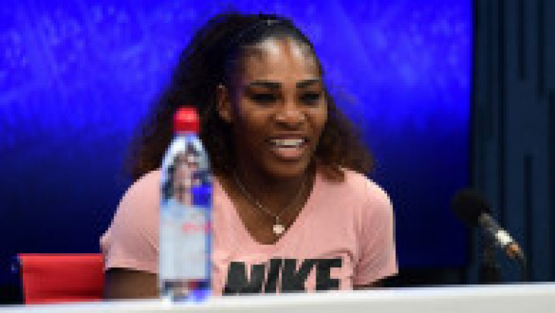 NEW YORK, NY - SEPTEMBER 08: Serena Williams of the United States speaks to the media after losing her Women