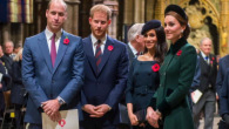 Prințul William, alături de fratele său Harry, Meghan Markle și ducesa de Cambridge, la Westminster Abbey, în noiembrie 2018. Foto: GettyImages | Poza 49 din 52