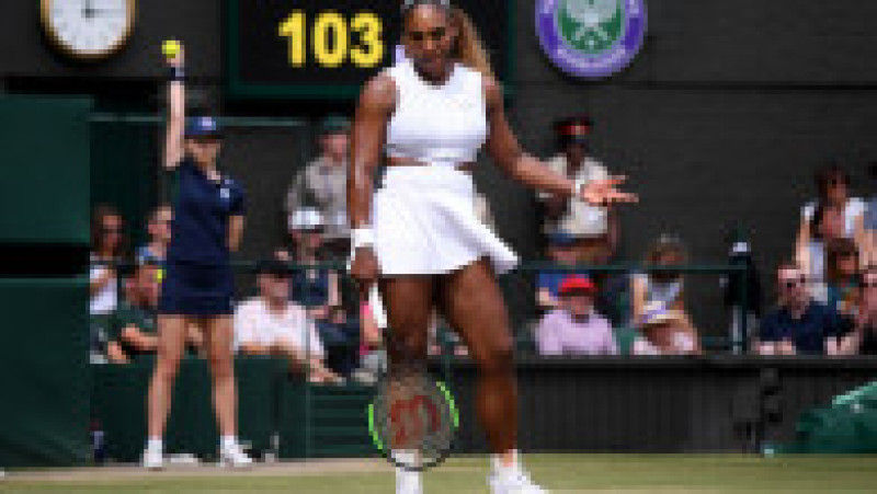 LONDON, ENGLAND - JULY 13: Serena Williams of The United States reacts in her Ladies