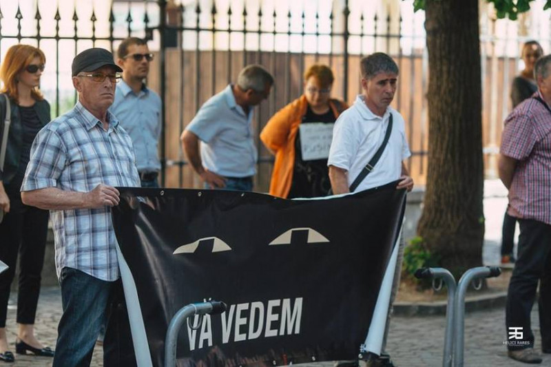 Protest în fața sediului PSD Sibiu față de OUG pe Legile Justiției