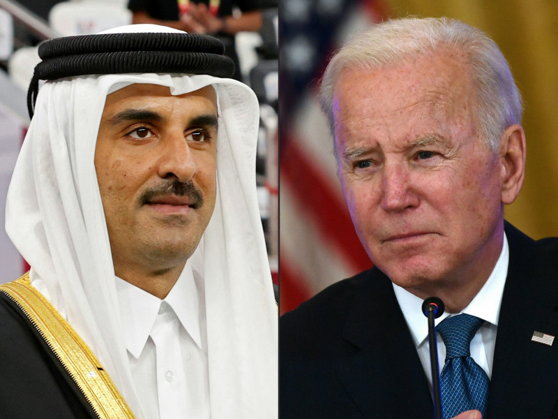 Joe Biden și Sheikh Tamim bin Hamad al-Thani, emirul Qatarului
