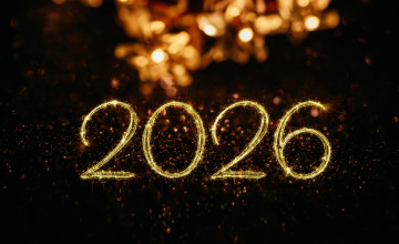 Happy New Year 2026 Written in Sparkling Light