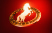 Chinese New year Golden Horse Zodiac Symbol On Red Background