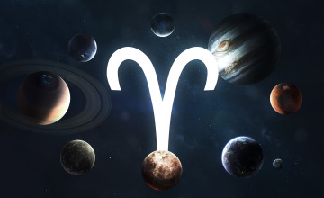 Zodiac sign - Aries. Middle of the Solar system. Elements of this image furnished by NASA