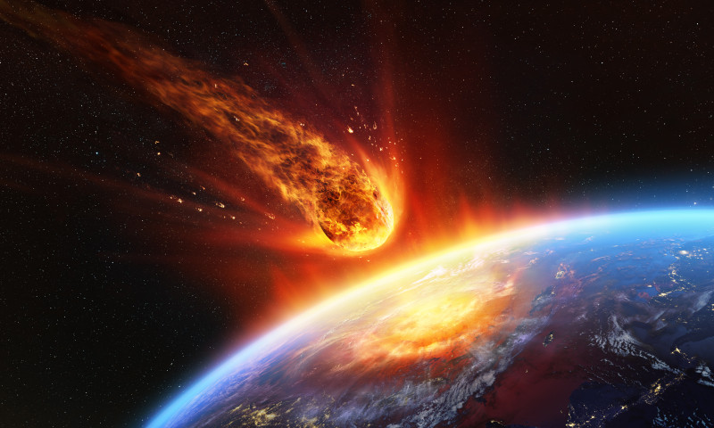 Meteor Impact On Earth - Fired Asteroid In Collision With Planet - Contain 3d Rendering - elements of this image furnished by NASA